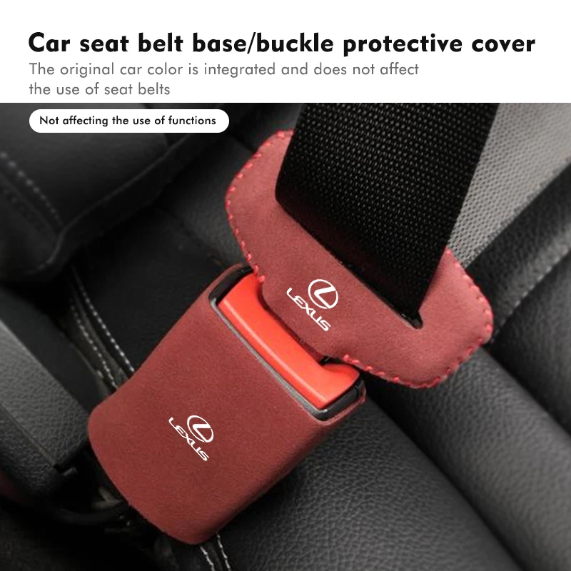 2pcs Suede Car Seat Belt Buckle Protector Clip Anti-scratch Cover For Lexus GX470 LS400 LX470 LX570 RC350 UX250h ES350 RX450h