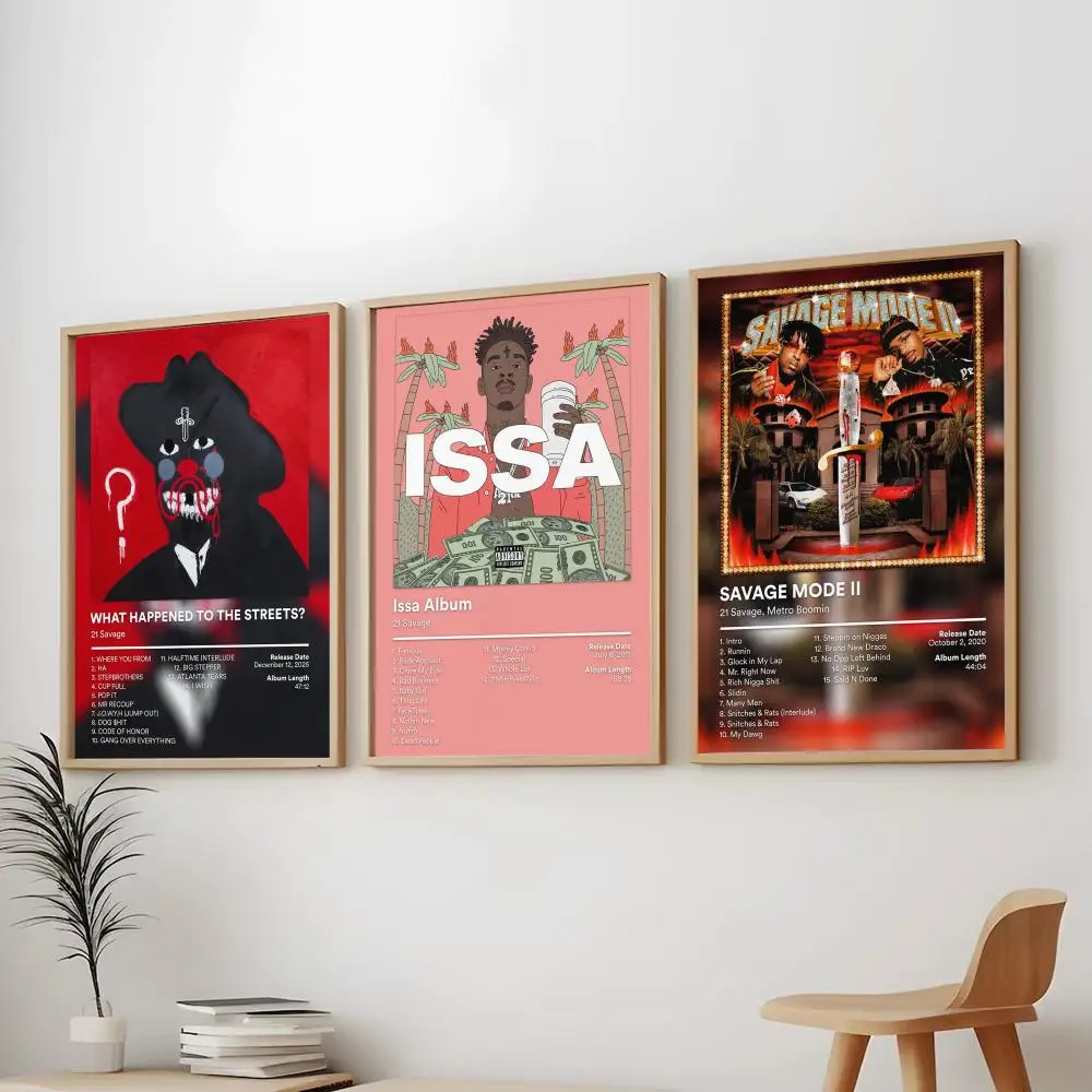 Singer 2-21 Savage Music Album Painting Calligraphy Modern Canvas Wall Art Print Stylish Bedroom Cafe Home Decor Gift