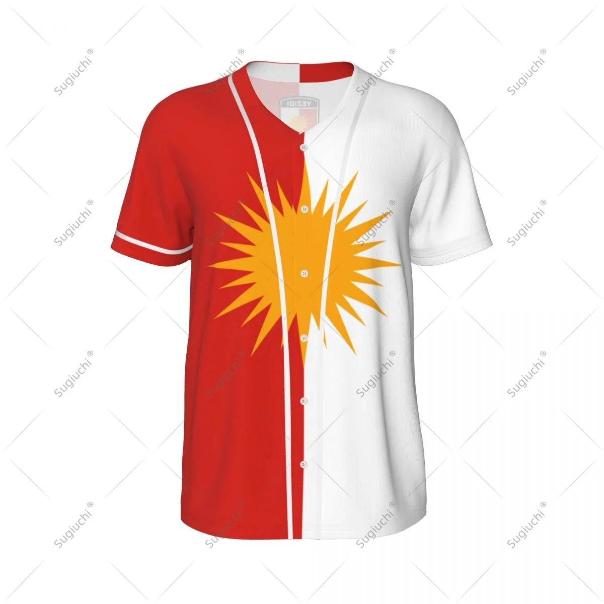 3D Printed Yezidi Flag Men Baseball Jerseys Mesh Sports T-shirt Tees Custom Name Nunber