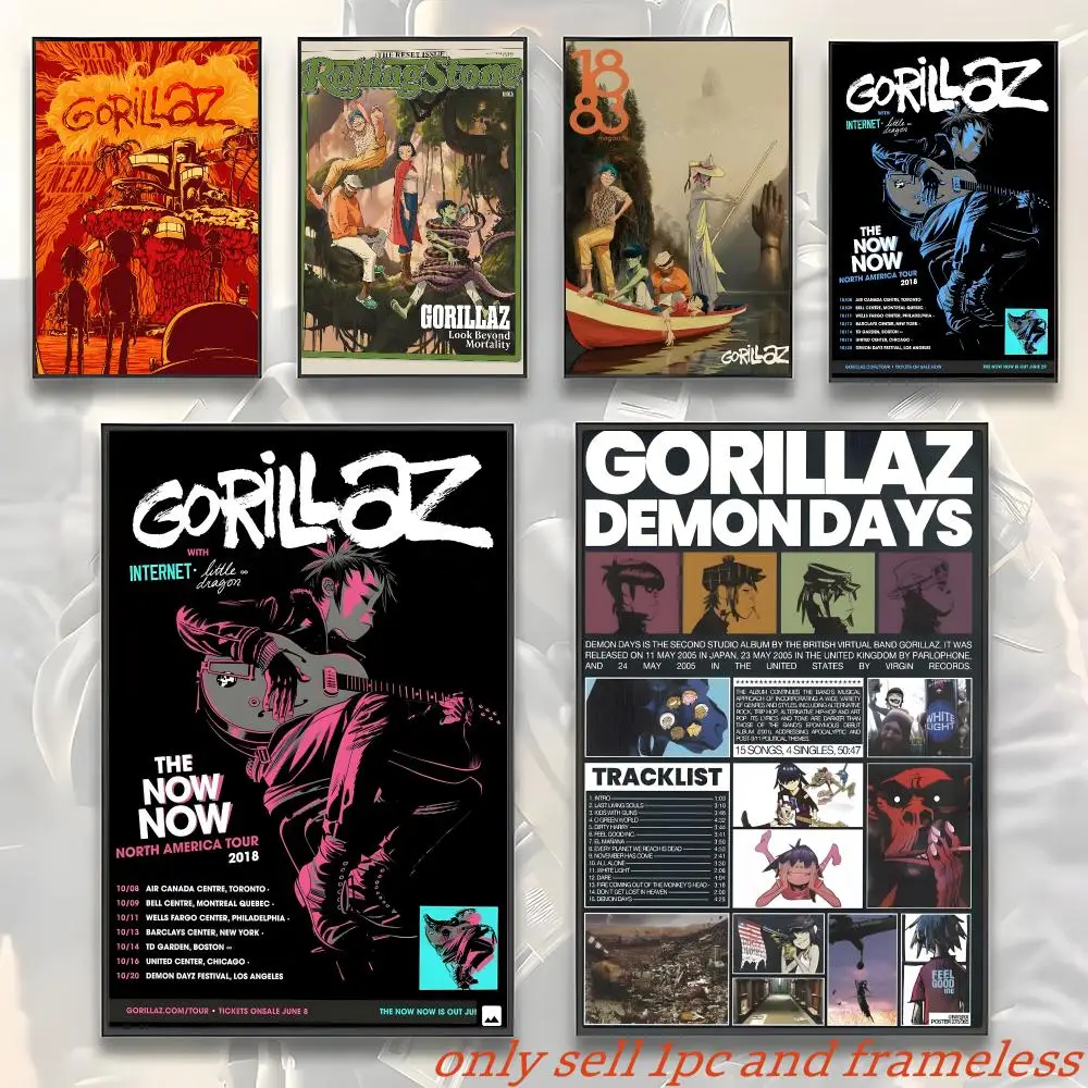 Poster Gift with prints Home bedroom living room decoration promotion and display Virtual Cartoon band G-Gorillaz Band