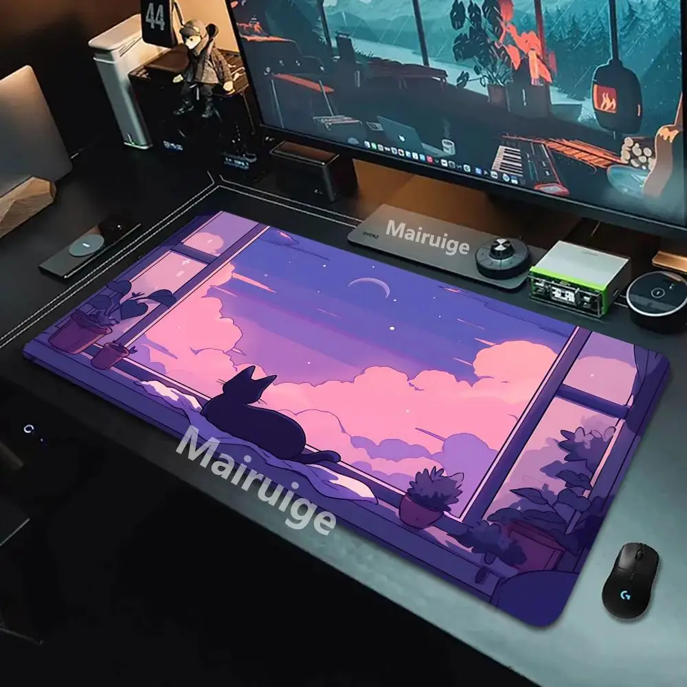 

Забавные коврики для мыши с черным котом, компьютерный коврик XXL Mausepad Company, настольный коврик 600X300, большая кавайная подушка, офисные аксессуары, ковер