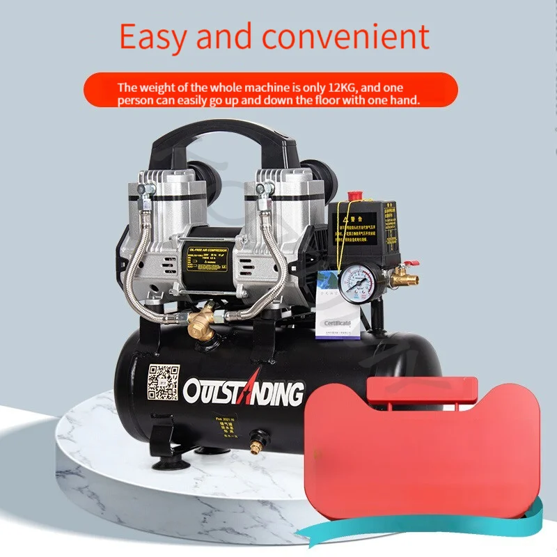 8L 小型エアコンプレッサー車のタイヤインフレーターポンプポータブルサイレントオイルフリーエアコンプレッサーポータブル木工エアポンプ