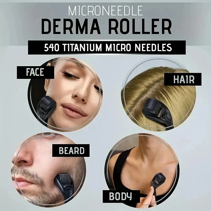 Microneedle Derma Roller With 540 Titanium Needles Amazing Microneedling Tool For Skin Facial Beauty Hair Beard Scalp Women Men