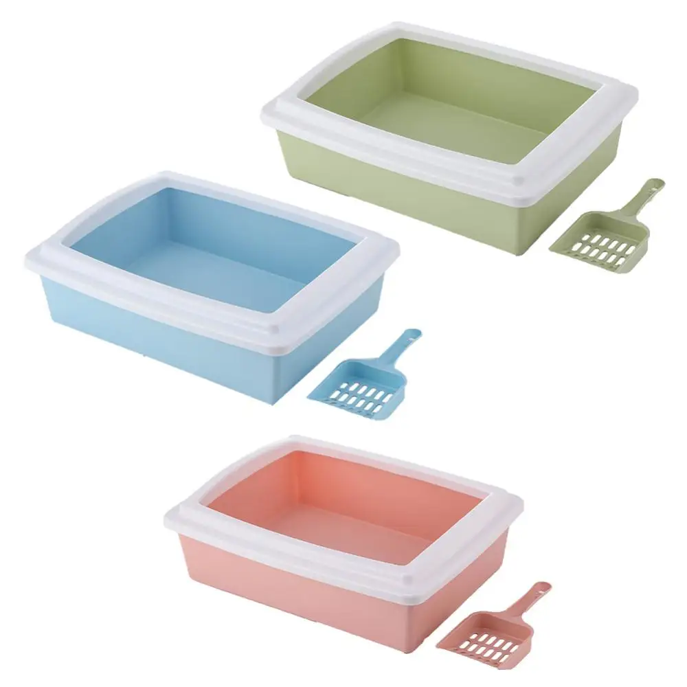 Cat Litter Box Semi-Closed Anti-Splash Plastic Cats Toilet Kitten Tray Bedpan Cleaning Bath Basin Pet Sandbox Puppy Toilet