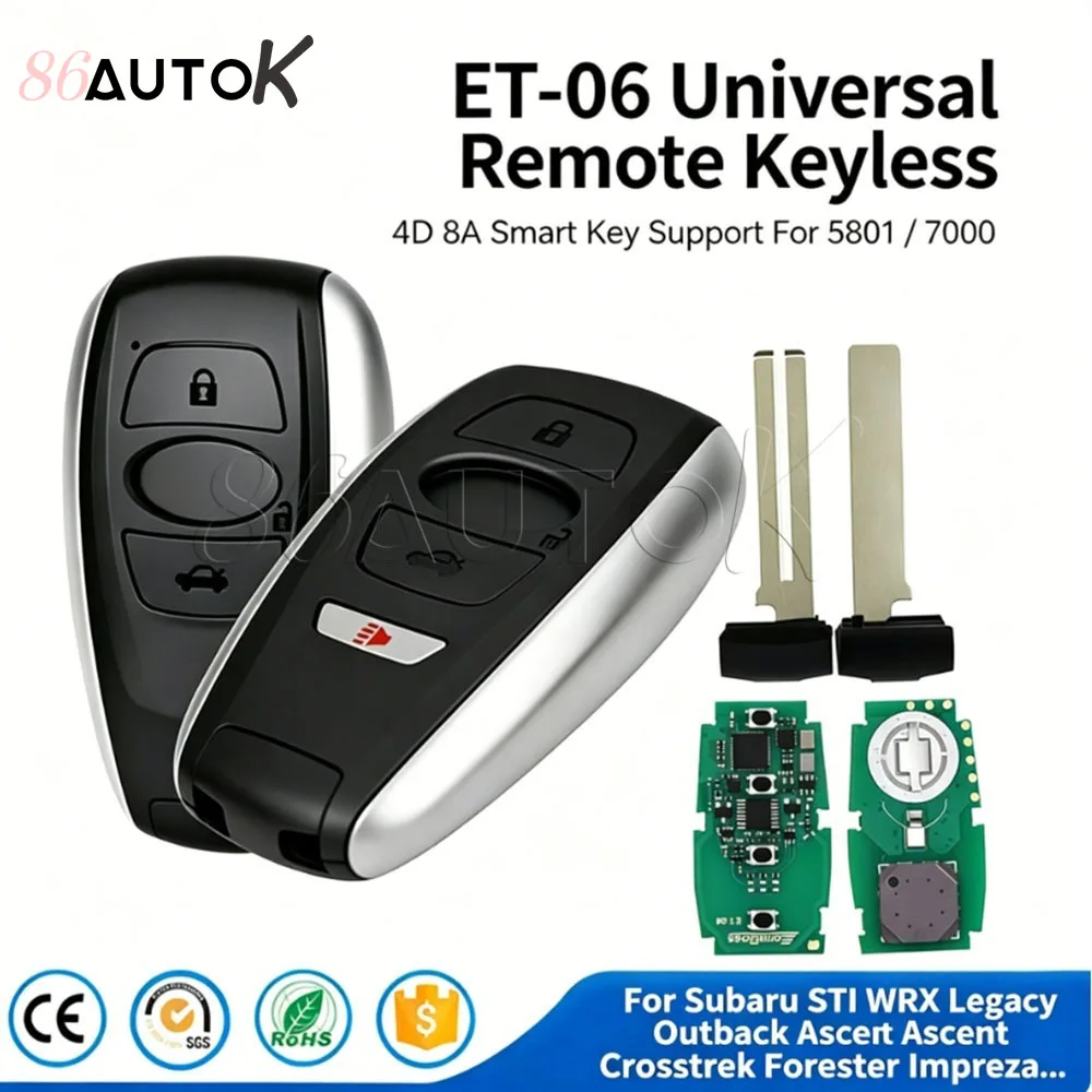 

Universal Remote Keyless For Subaru STI WRX Legacy Outback Ascent Crosstrek Forester Impreza EoneBoss ET-06 4D 8A Smart Key Fob