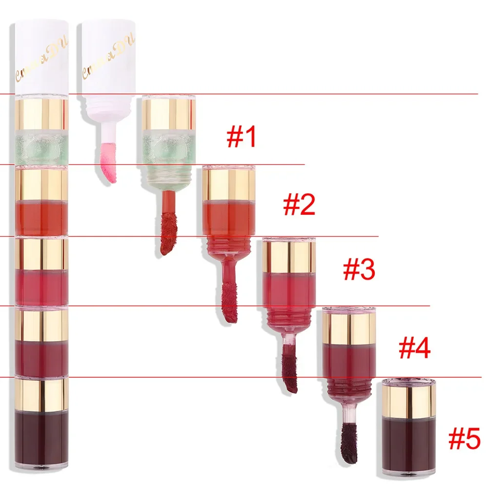 5 In 1 Matte Lipstick Kit Velvet Sexy Red Lip Tint Non-stick Cup Lip Gloss Waterproof Lasting Liquid Lipstick Makeup Cosmetics