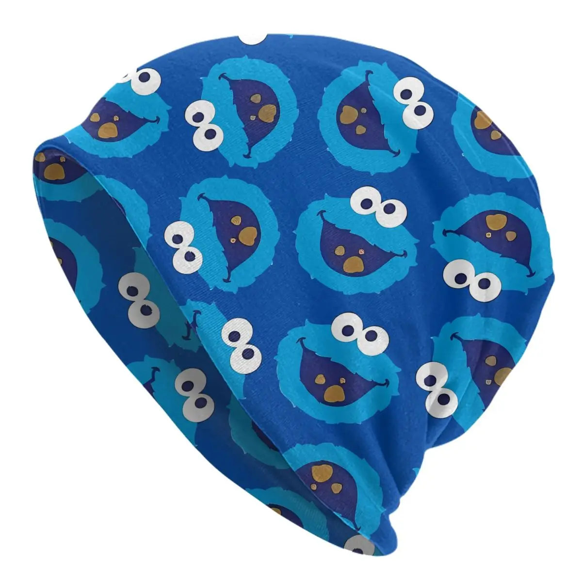 

S-Sesame Street Cute Cookie Monster Bonnet Hat Street Skullies Beanies Hats Sesame Street Cartoon Comedy Spring Dual-use Caps