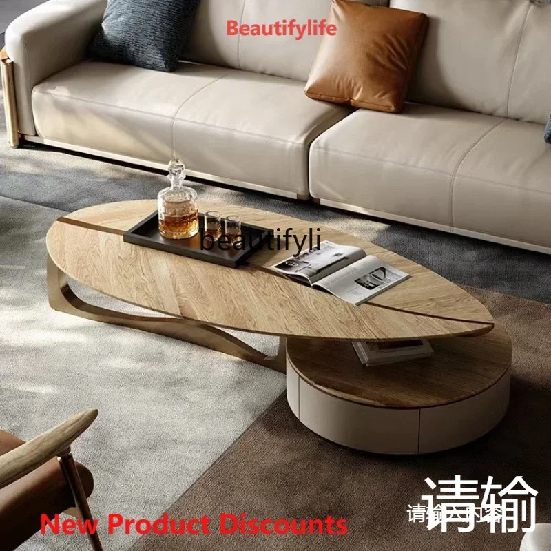 

Q181 Light Luxury Modern Black Walnut Color round Leaves Combined Tea Table Villa Creative Silent Wind Shaped Tea Table