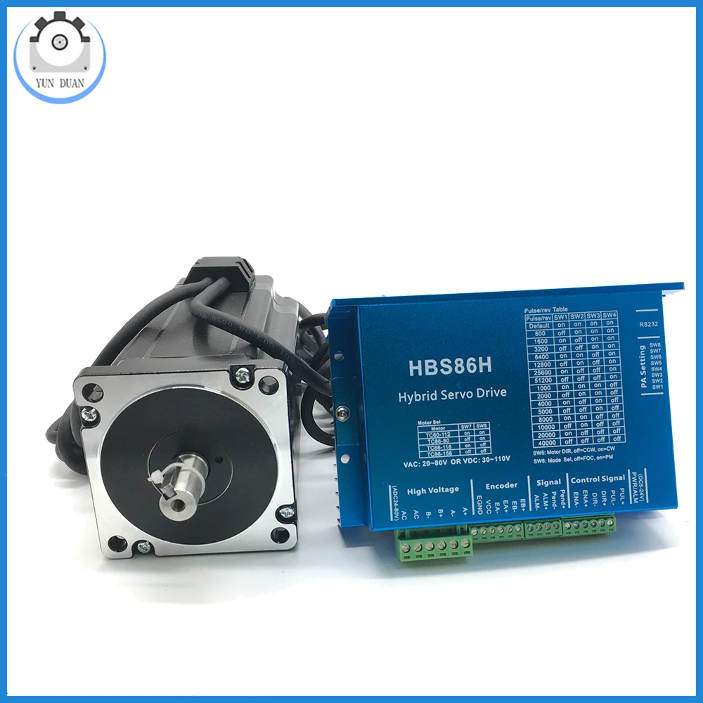 Imagem -03 - Motorista Híbrido do Servo Motor Hbs86h 86 mm ph Nema34 do Motor de Passo do Motorista do Motor Deslizante dos Jogos 12n. m do Motor Deslizante do Laço Fechado do Nema 34