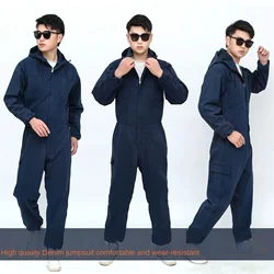 Jumpsuit Denim Working Suits Winter Men Women Welding Overalls Auto Repair Coverallls Welder Suit Oficina Mecanica