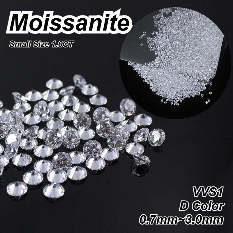

Moissanite Loose Wholesale 1.0CT Small Size 0.7mm~3.0mm D Color VVS1 Gemstone Lab Grown Moissanite Diamonds