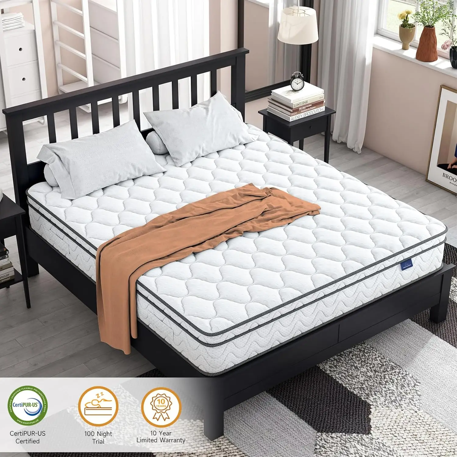 Full Size Mattress, 10 Inch Hybrid Full Mattress in a Box, Double Mattress with Memory Foam and Pocket Spring