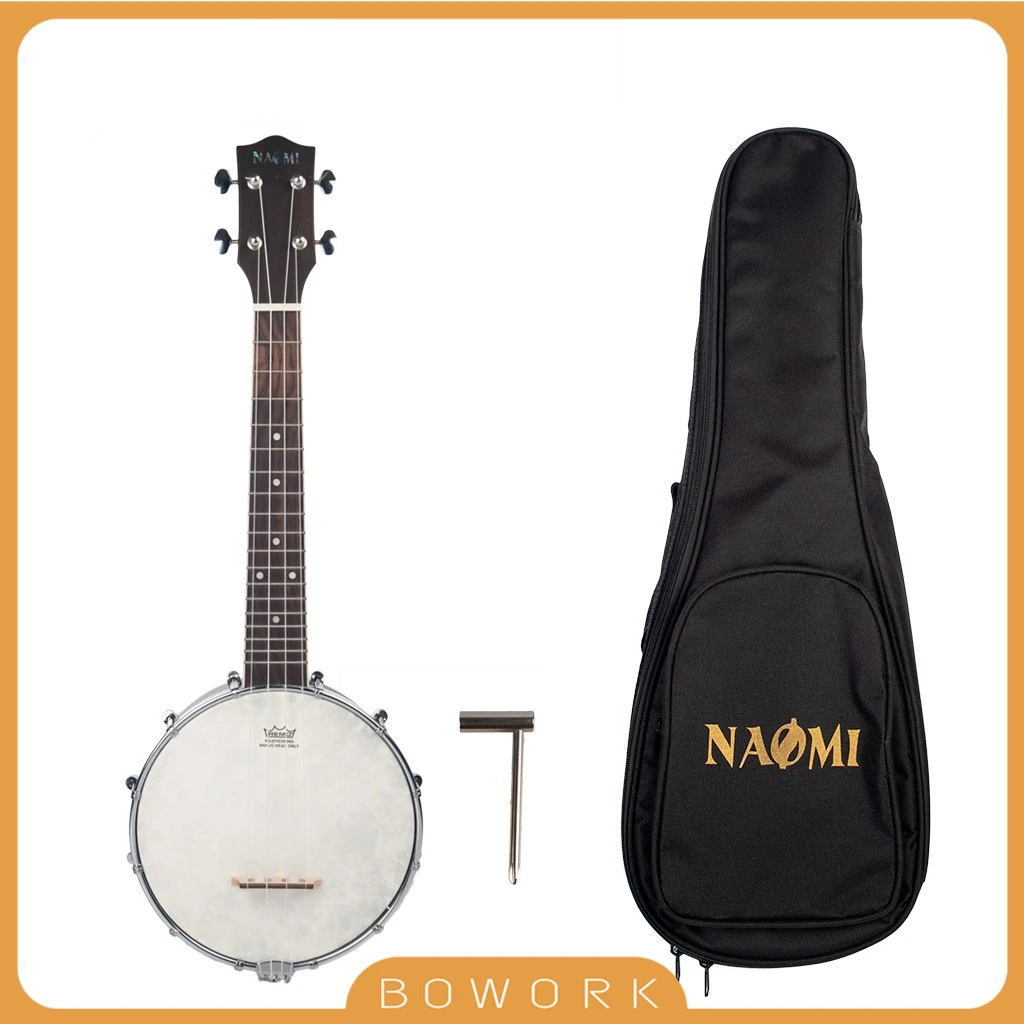 

NAOMI Banjolele Concert Scale Banjo 23" Ukulele With Gig Bag Vintage Color Concert-Scale 4 Strings Banjo Ukulele With Gig Bag