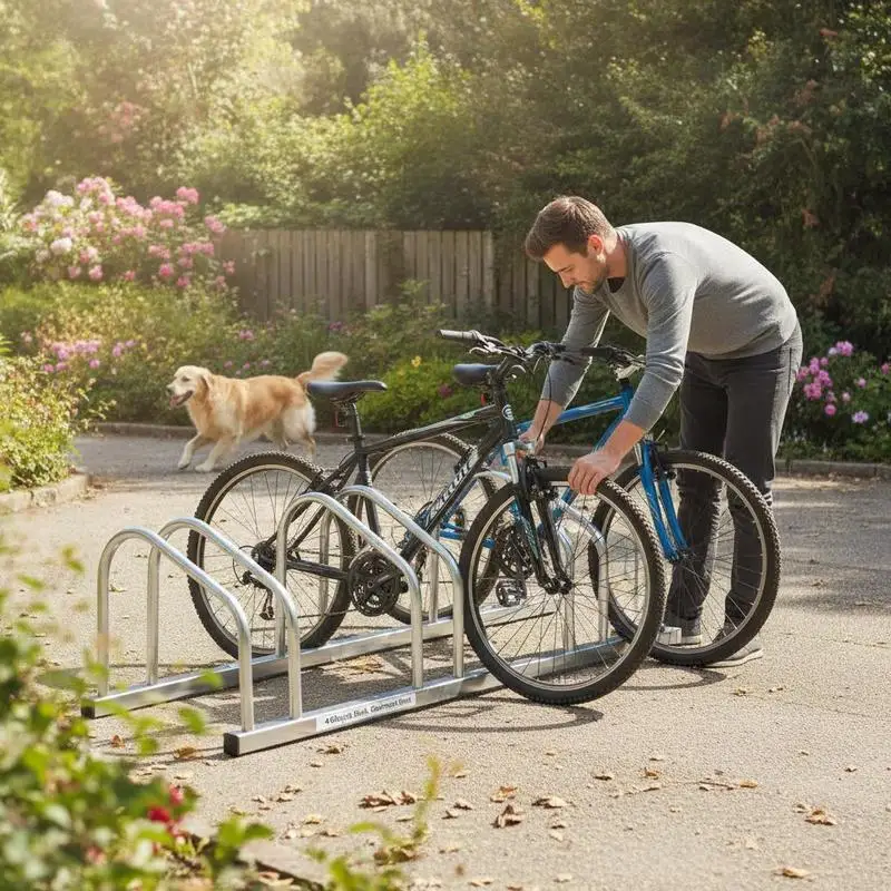 Verzinkter Stahl-Fahrradständer für 4 Fahrräder + leicht zu reinigendes Design
