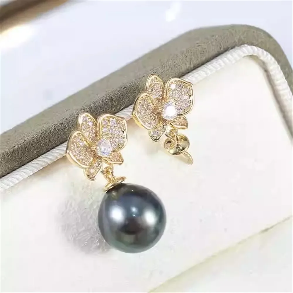 Gold Plated Pearl Earring Settings, DIY Jewelry Making Supplies, Blank Ear Stud Bases for Handmade Accessories, 1Pair No Pearl