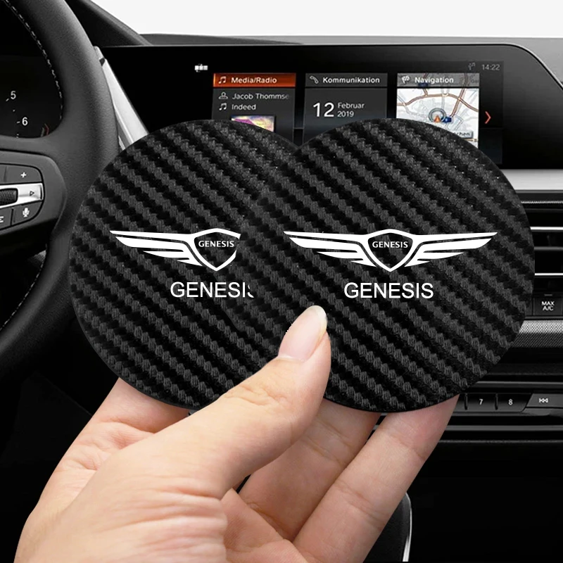 2PCS Car Cup Slot Non-Slip Mat Auto Accessories For Genesis G80 GV70 GV80 GV60 G70 Essentia Neolun G90 GV90