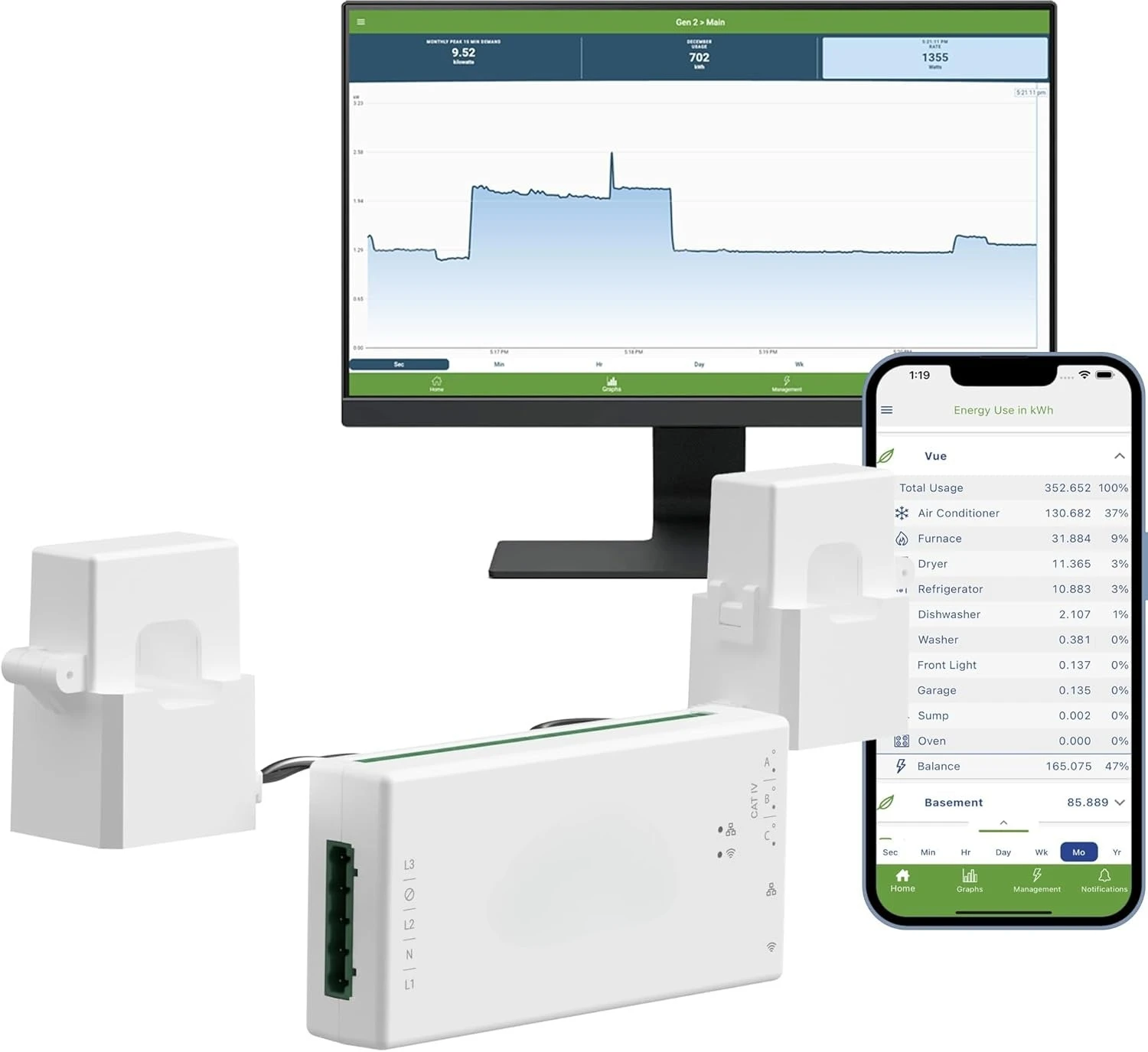 

Gen 3 Smart Home Energy Monitor Home Energy Automation and Control | Real Time Electricity Monitor/Meter | Solar/Net Metering