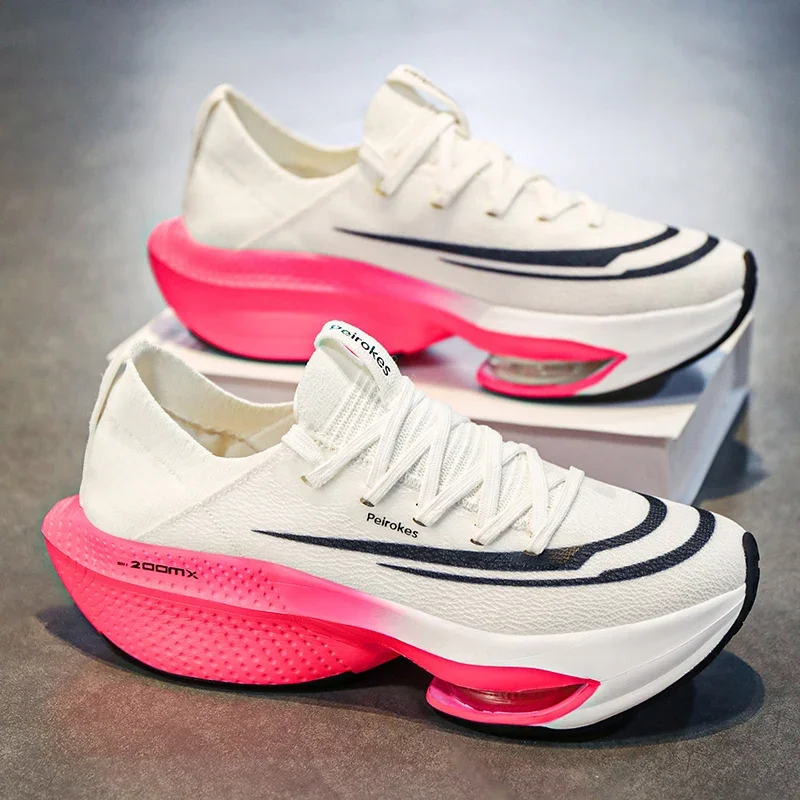 ماراثون وسادة هوائية للرجال أحذية الجري الرياضية تنفس خفيفة الوزن المرأة مريحة رياضية عدم الانزلاق لوحة الكربون أحذية رياضية