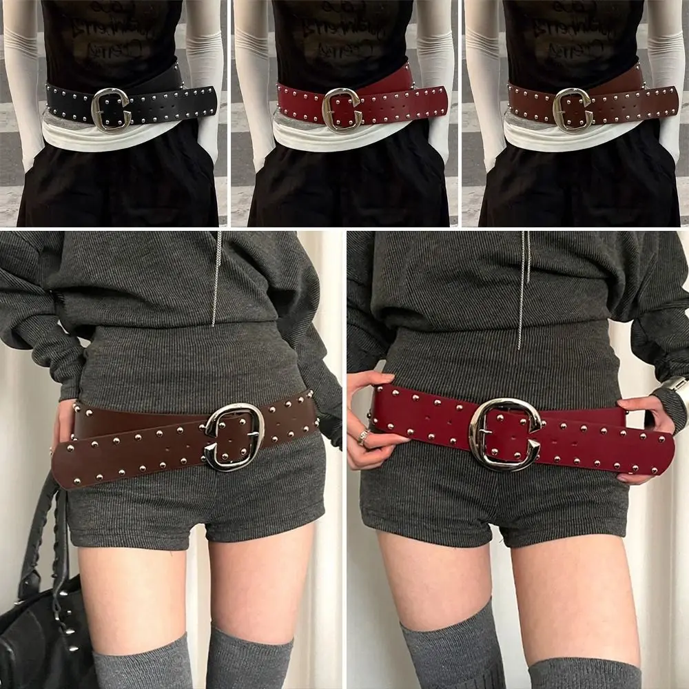 

1Pcs New Heavy-Duty Design Sense Wide Belt Punk Style With Skirt And Pants Jeans Belt Hot Girl Rivet Waistcoat For Women