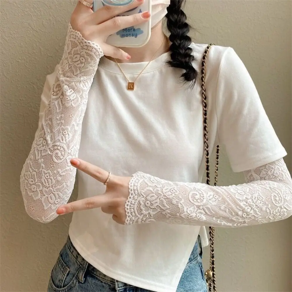 

Anti-UV Lace Ice Silk Sleeves UV Insulation Sun Protection Sunscreen Sleeve Arm Covers Long-sleeved Glove Cycling Gloves Driving