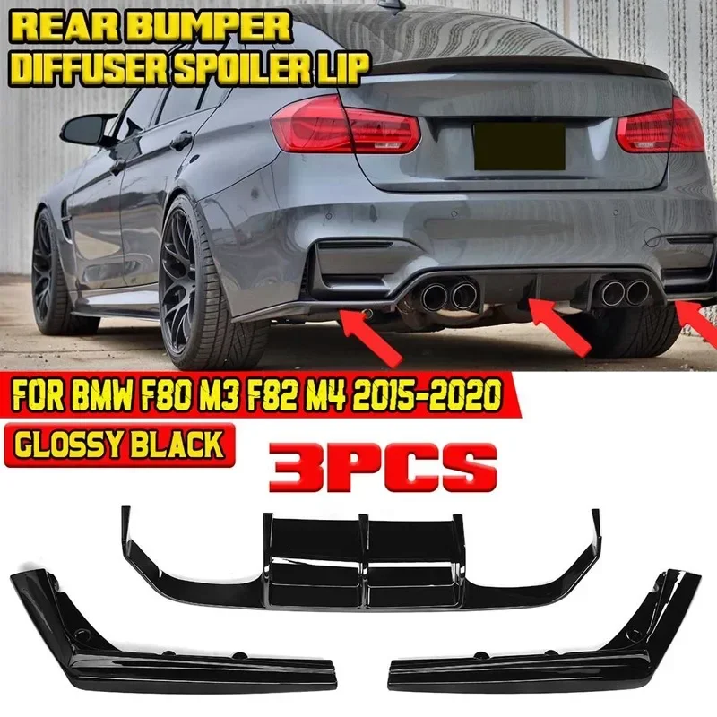 

3x Car Rear Bumper Lip Diffuser Spoiler Side Splitters Apron Flaps For BMW F80 M3 F82 M4 2015-2020 Chassis Spoiler Deflector