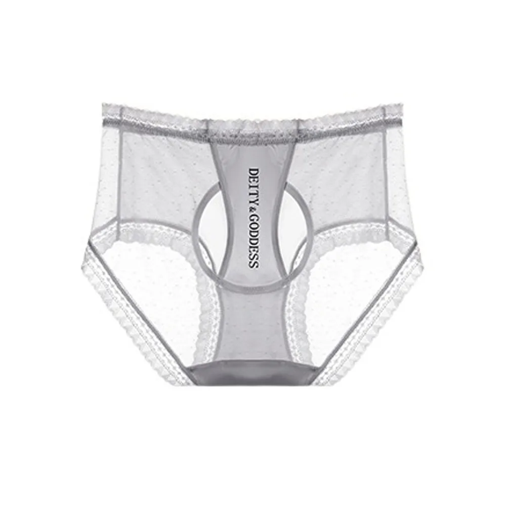 

Breathable Sweet Satin Silk Panties Patchwork Mid Waist Lace Mesh Briefs Lingerie Hollow Out Underwear for Women Gift