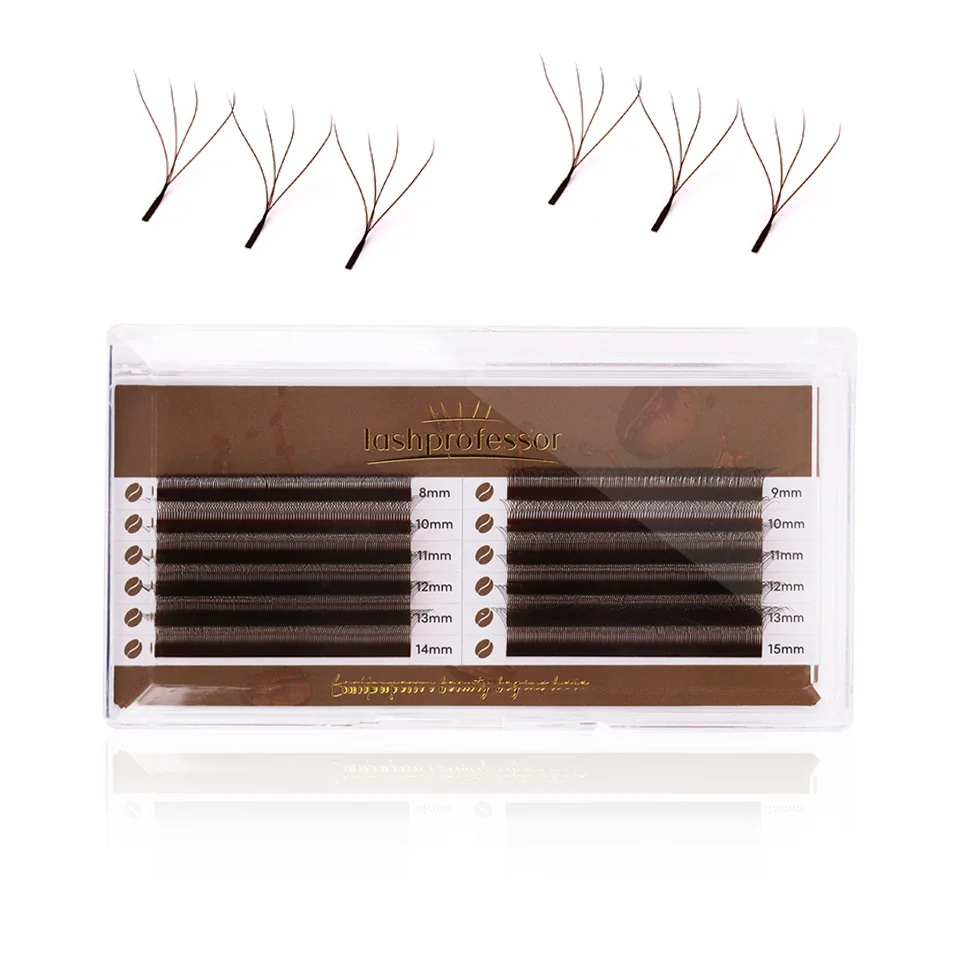 

Lashprofessor Dark Brown 4D W Volume Eyelash 3D 5D Fairy Clover Eyelash Extensions Natural Soft Lightweight Premade Fan Lashes
