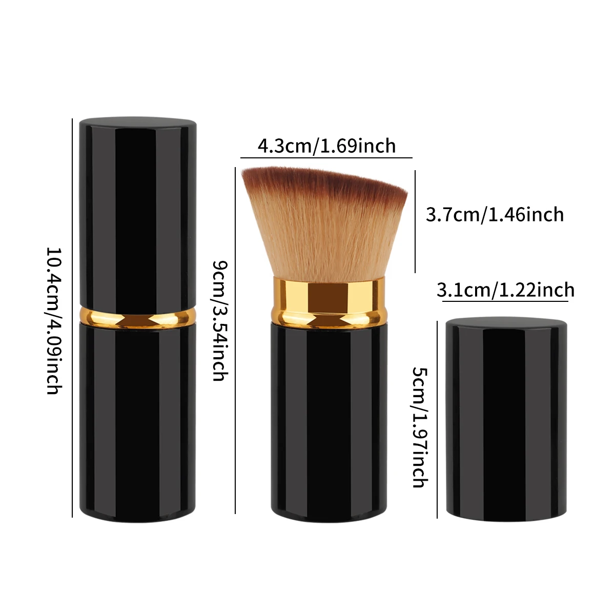 1 Pcs Black Retractable Kabuki Makeup Brush - All-in-One for Liquid Cream Powder with Aluminum Handle Face Brush view 3