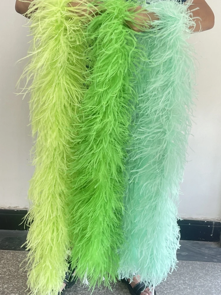

3-20PLY Multicolor Ostrich Feather Boa Fluffy Blue Green Plumes Shawl for Wedding Dress Party Clothing Sewing Decoration Crafts
