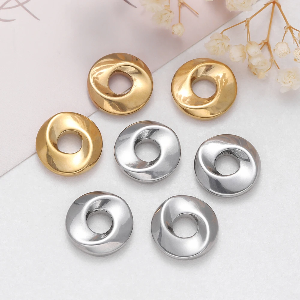 

5Pcs/Lot 16mm Stainless Steel Big Hole Round Shape Charms Spacer Beads for DIY Necklace Bracelets Jewelry Making Accessories