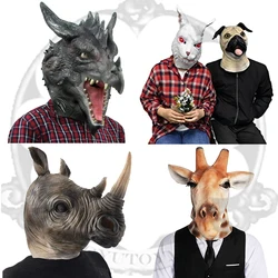 Funny Dragon Rhinoceros Hippo Cock Koala Animal Mask Latex Party Panda Unicorn Animal Mask Kid Party Halloween Mask