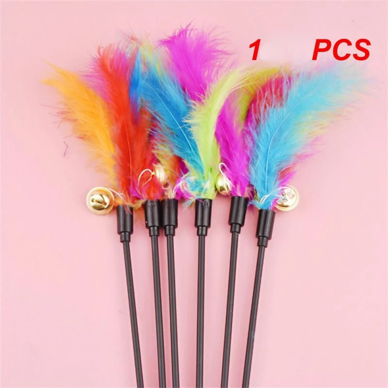 

1PCS Funny Kitten Cat Teaser Interactive Toy Rod with Bell Feather Toys for Pet Cats Stick Wire Chaser Wand Toy Random Color