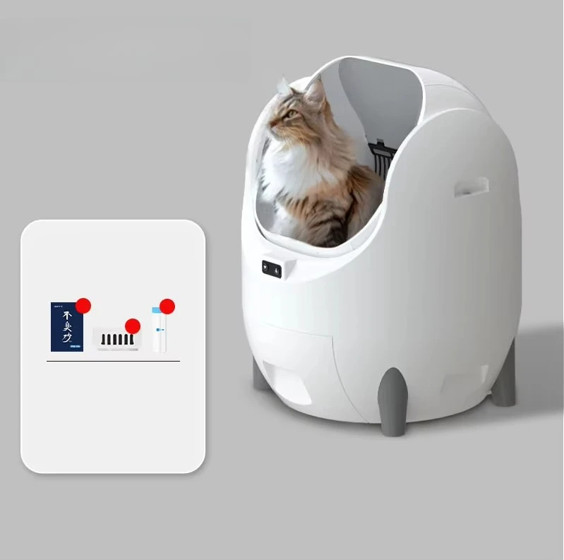 Square stylish cat litter box, spacious 36L interior area semi-enclosed design, made of durable plastic