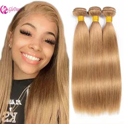 Gold Gerade Menschliches Haar Bundles 12-26 Zoll Doppel Schuss Brasilianische Reine Remy Haar Extensions Weben Farbe 27 100 gr/teil