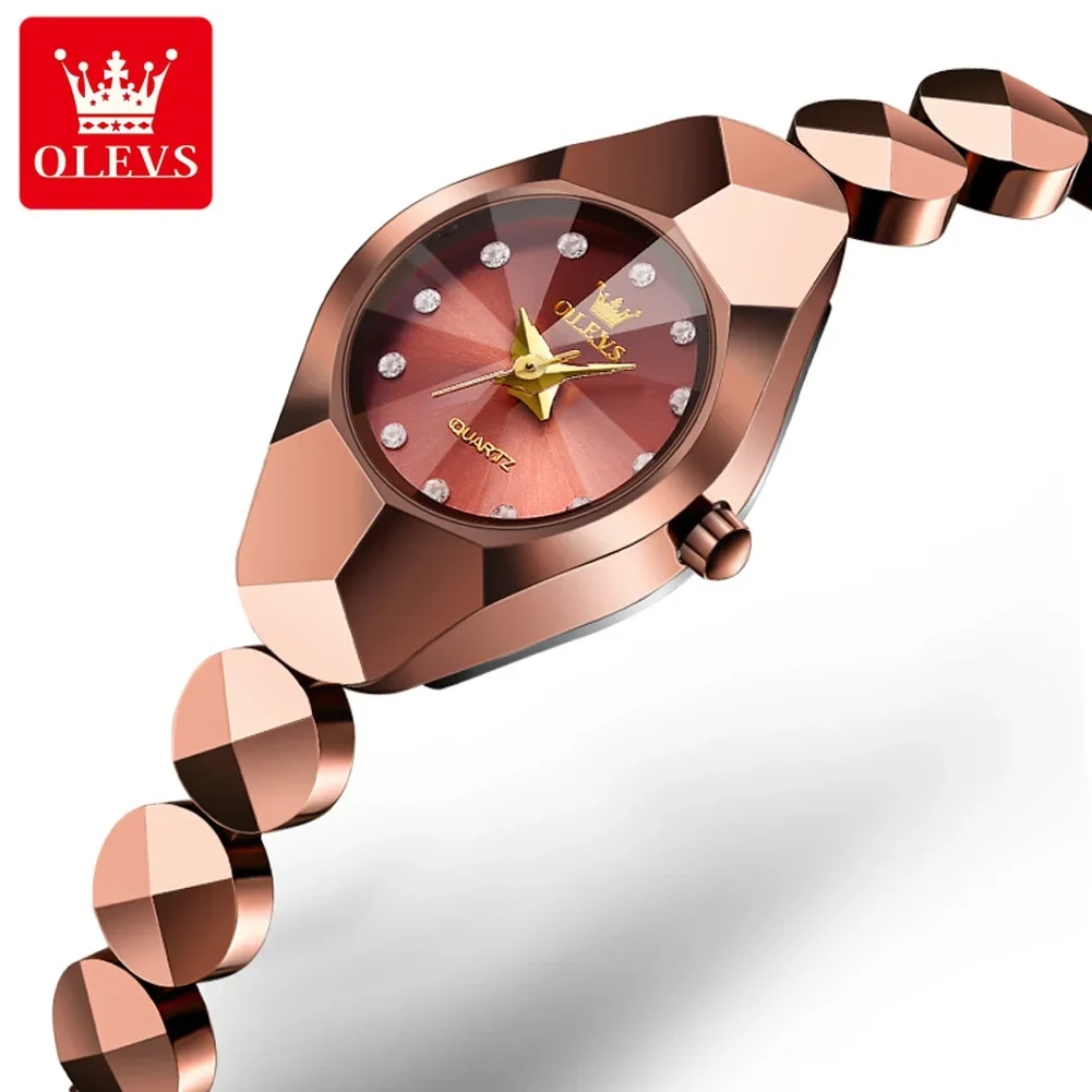 OLEVS Quartz Watch for Women, Relógios De Pulso Impermeáveis, Tungsten Steel Strap, Moda, 7007