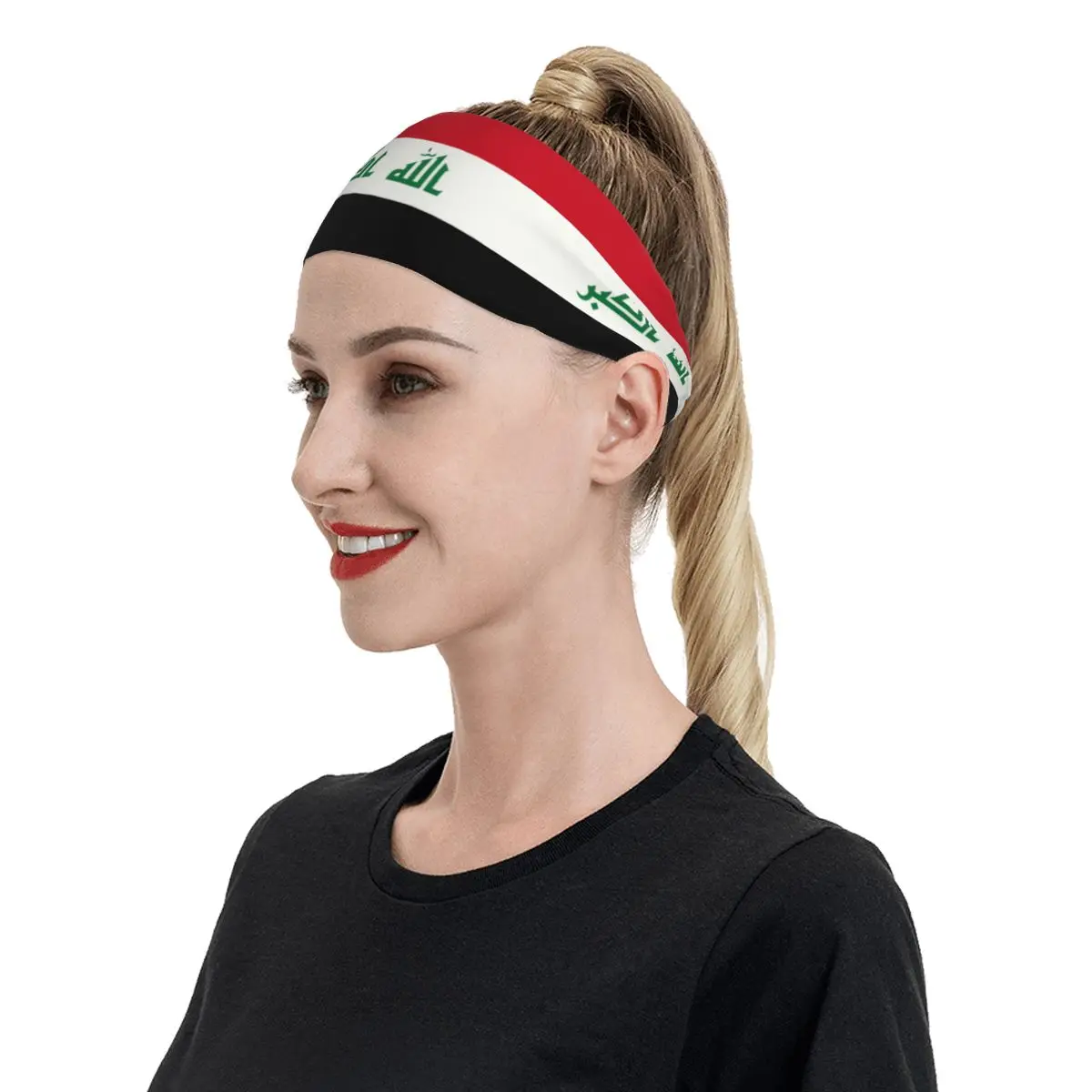 Custom Iraq Flag Gym Headbands for Exercise Non Slip Elastic Iraqi Patriotic Moisture Wicking Sweatband Men Women