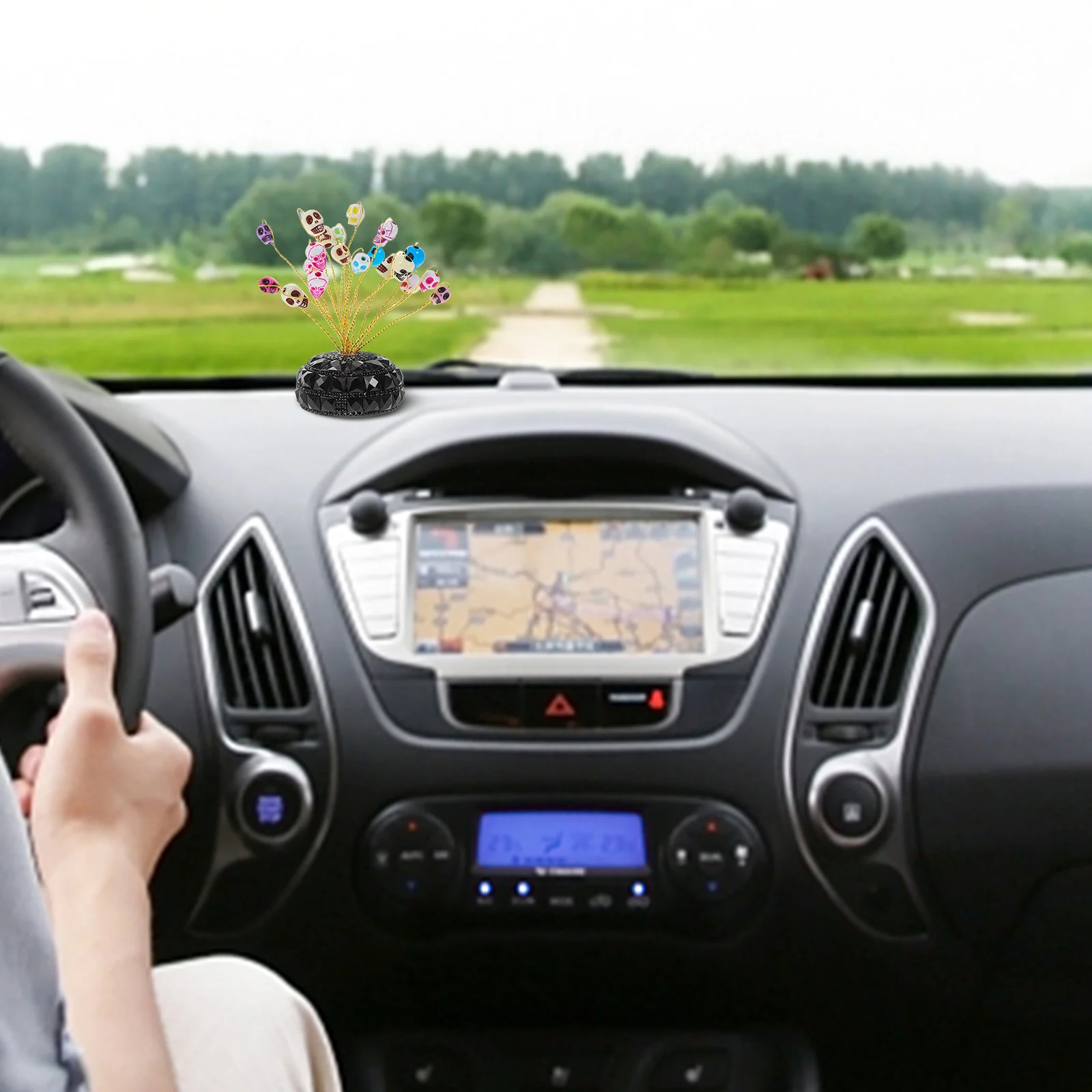 

Car Skull Head Decorative Diffuser Durable Plastic Metal Car Essential Oil Scent Air Freshener Dashboard Ornament