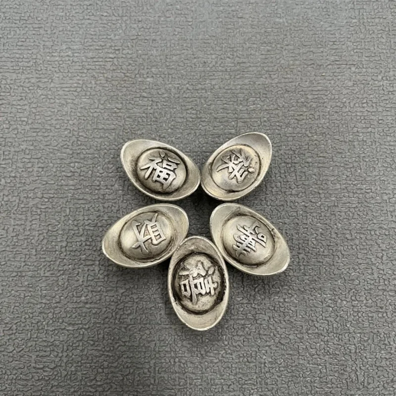 Daqing Sycee Collection Ingot One Or Two Sycee Fu Lu Shouxi Fortune Set Five One Daqing Library Silver Ingot Ornaments