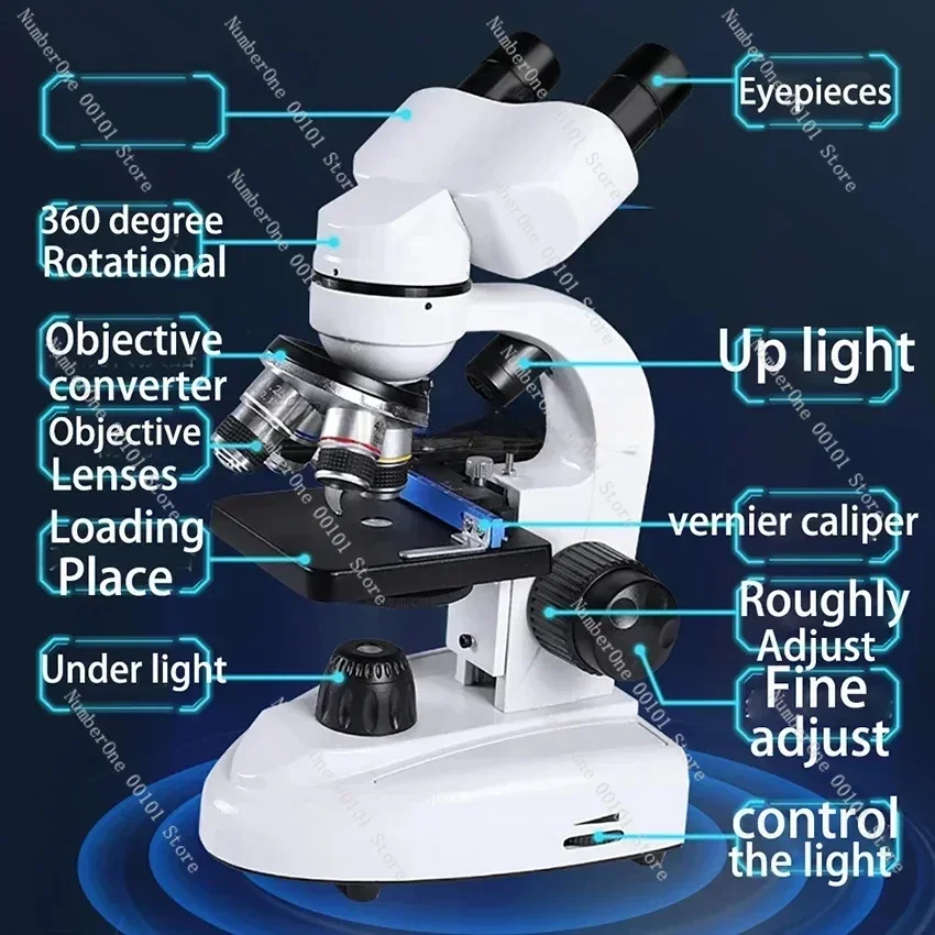 

HD Digital Biological Microscope 30000X Zoom with 10X 50X Eyepiece Wide Field View for Lab Research Education