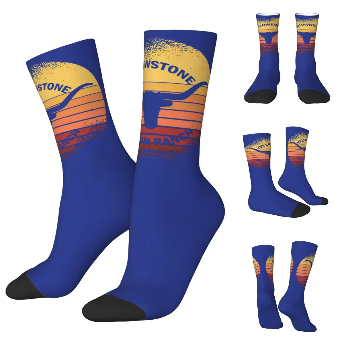 Cowboy Et De Yellowstone Dutton Ranch Unisex Socks,Windproof 3D Print Happy Socks Street Style Crazy Sock