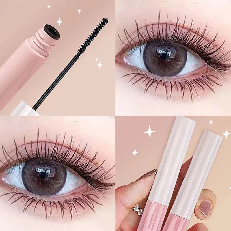 Mascara in fibra con pennello ultrafine Curling Estensione ciglia spesse Mascara impermeabile Nero Marrone Cosmetico per occhi da donna