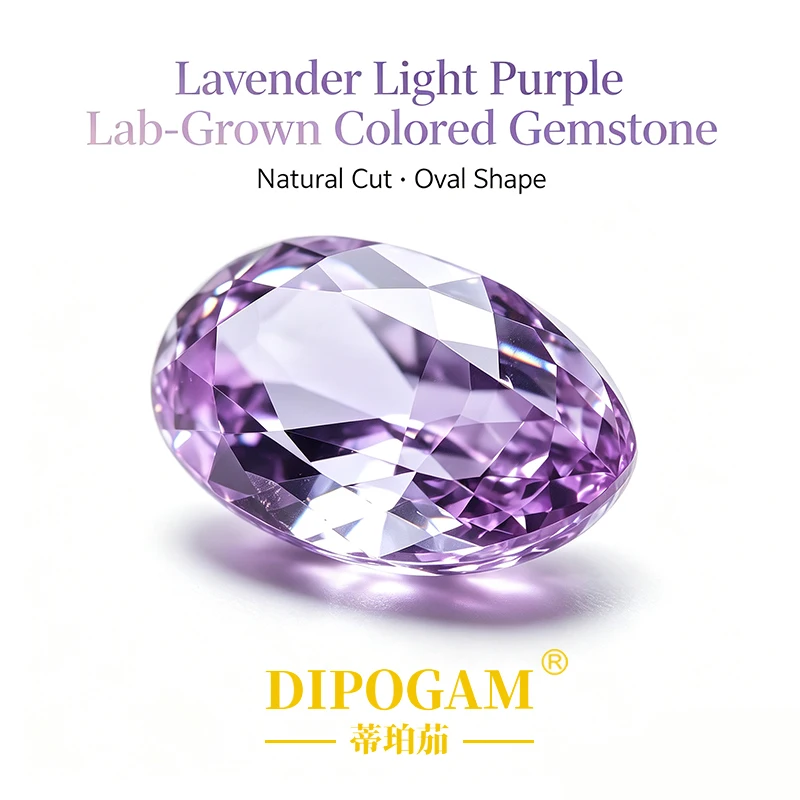 Light Purple Lavender Cultivated Gemstone Oval Egg-Shaped Loose Stone for Jewelry Setting Colorful Stone
