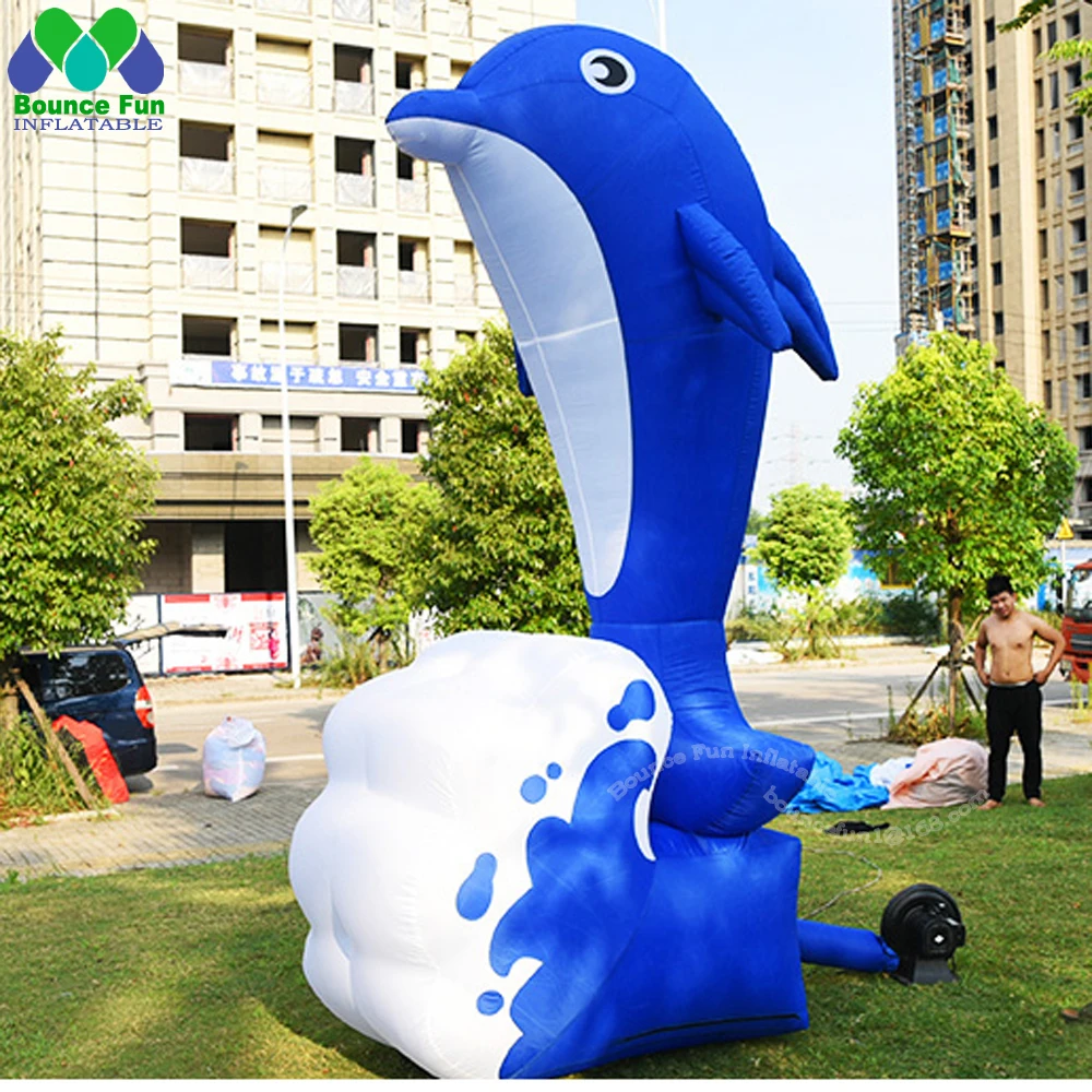 Customized Color And Size Inflatable Dolphin With Blower Animal Mascot Model For City Parade Stage Event Decoration