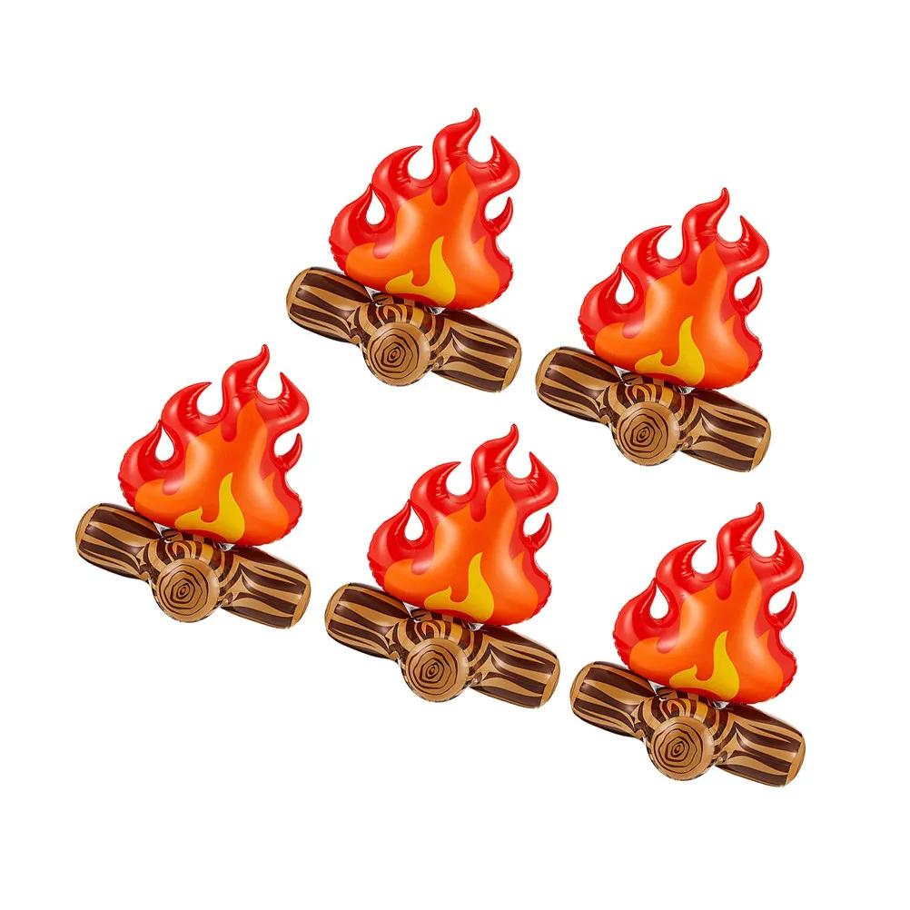5Pcs Inflatable Fake Campfire Decoration Realistic Artificial Flames Portable Indoor Outdoor Camping Party Bonfire Prop