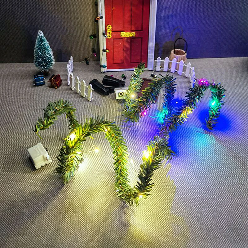 Miniature Christmas LED Luminous Light String Ornament Dollhouse Decoration Craft DIY Accessories Children Christmas Gift Toys