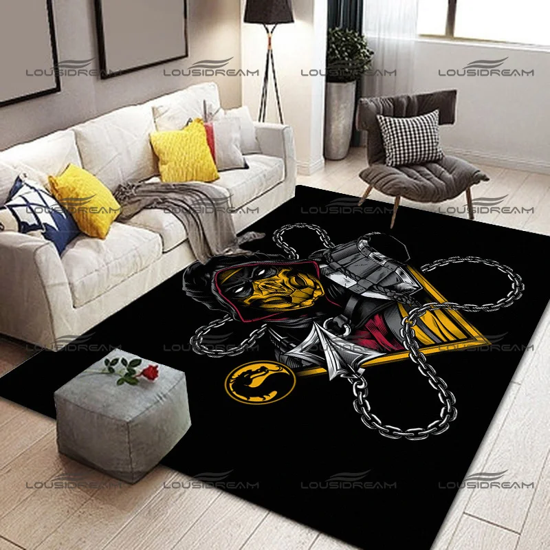 Square Flannel Fighting Game Pattern Carpet Mortal Kombat Character Decor Rugs Modern Home Living Room Floor Mats Bedroom Carpet