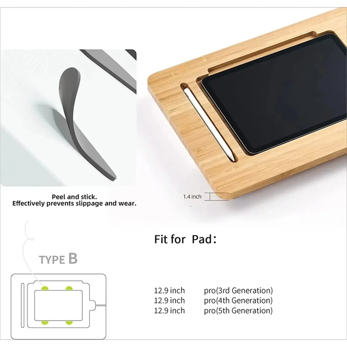 

Y69A Adjustable Bamboo Stand with Multi-Angle Foldable Design for Drawing Compatible with 11inch 12.9inch Desk Stationery C