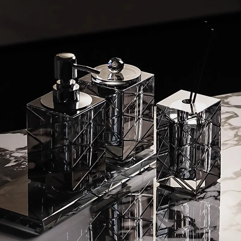Luxury Crystal Lotion Bottle Villa Model Room Hotel Bathroom Hand Sanitizer Shampoo Body Wash Press Separate Bottle