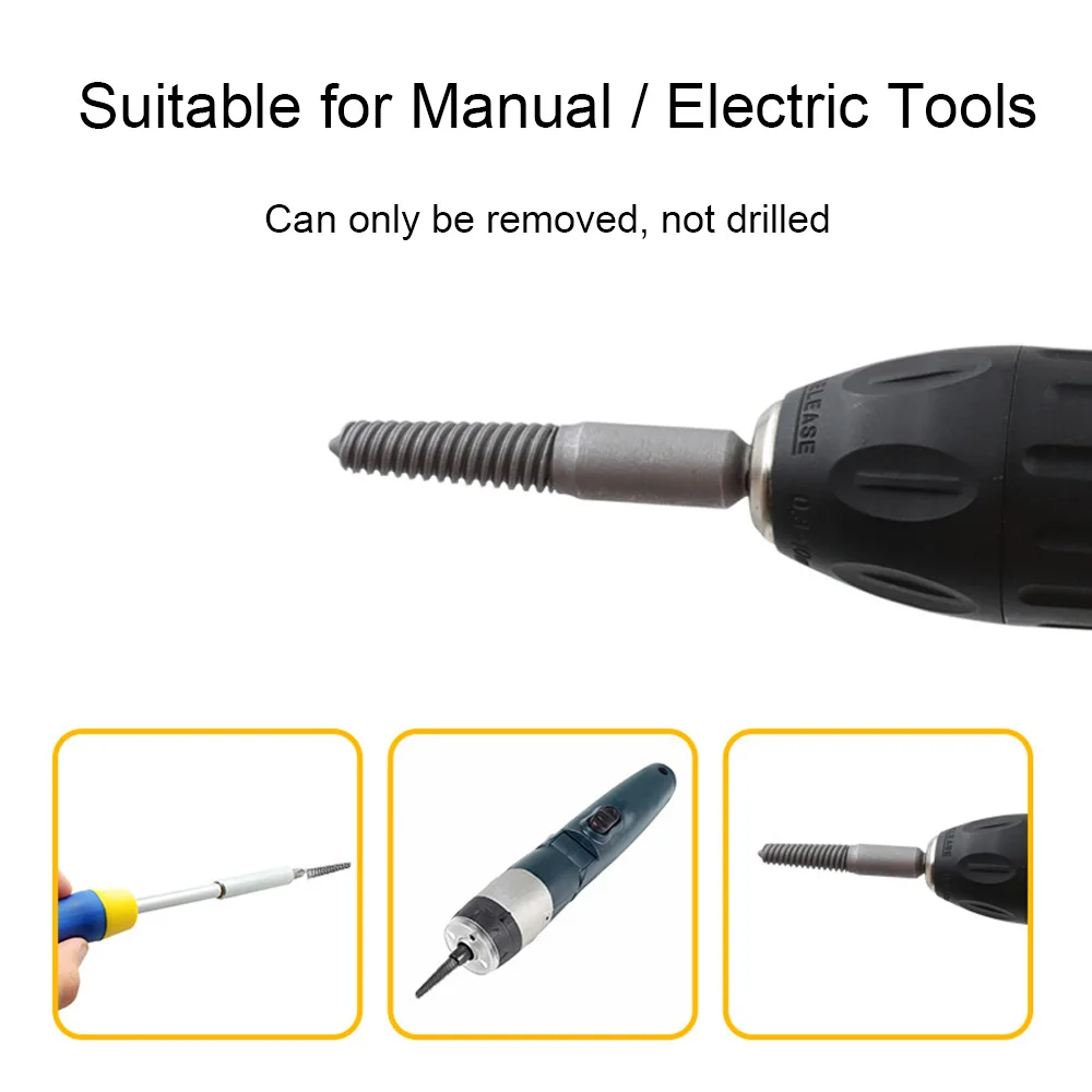 6pcs/set Broken Screw Remover Drill Bits Hex Shank Screw Extracter Tool for Damaged Screw / Sliding Tooth Screw