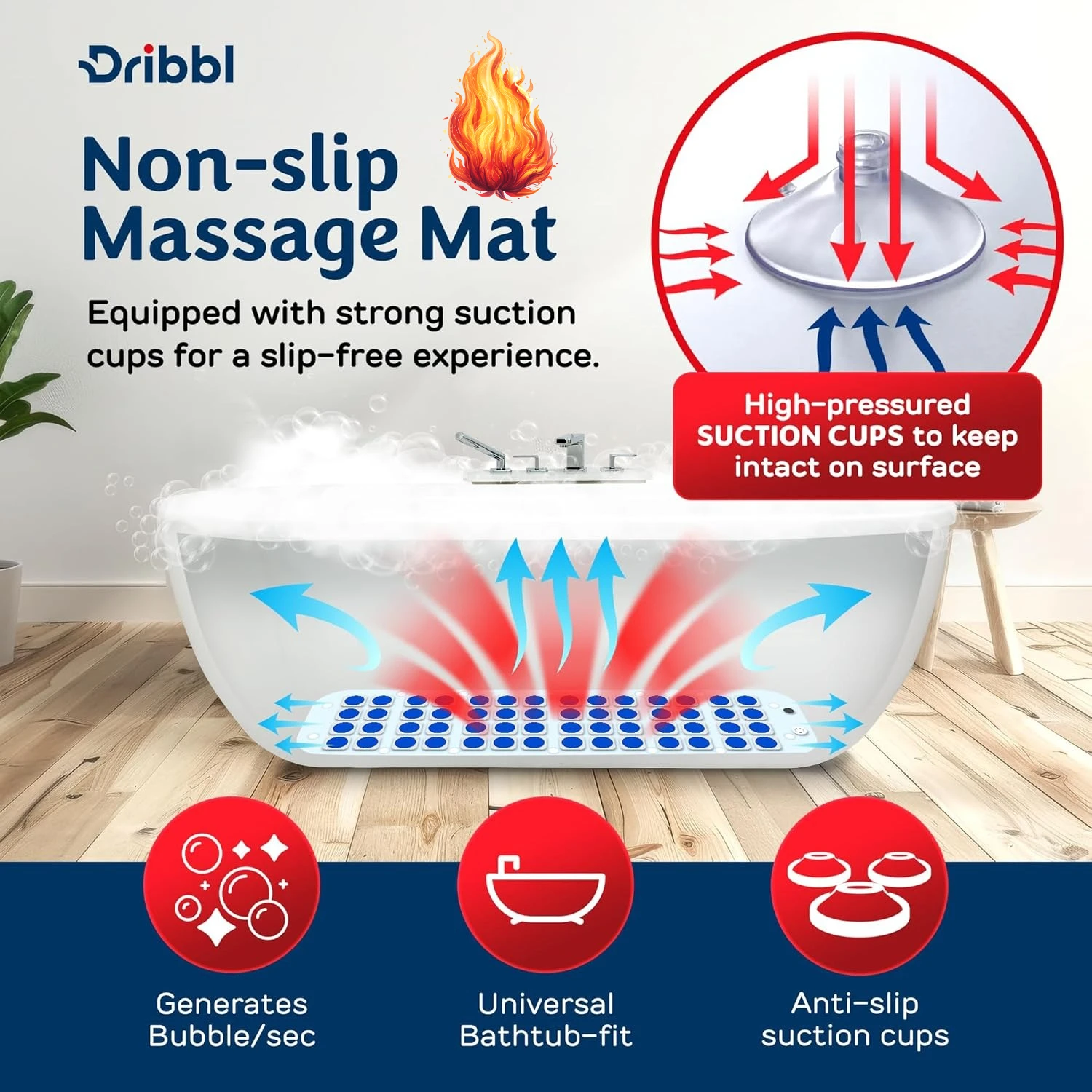 

Electric Bubble Massage Bathtub Mat – Non-Slip Full-Body Waterproof Hot Tub Spa Mat for Bath with Heater, Motorized Air Pump